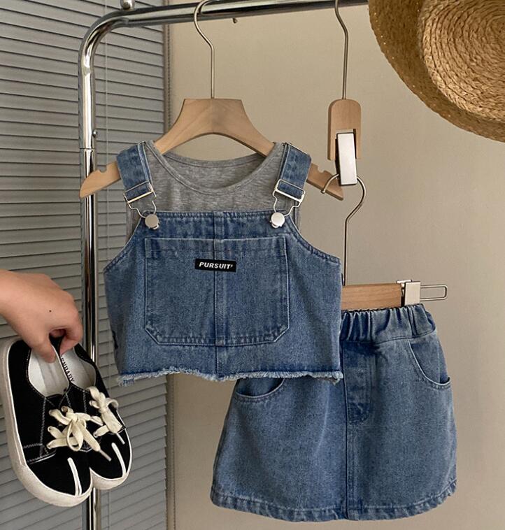 2023新品★子供服　ベストトップス&デニムセット★80-140cm★