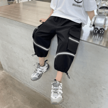 お勧め 春夏新作 七分丈ズボン ワイドパンツ 光反射 男の子 ハーフパンツ 韓国風子供服 110-160