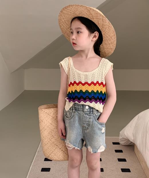 2023夏新品★子供服　トップス　ニットベスト　90-150cm