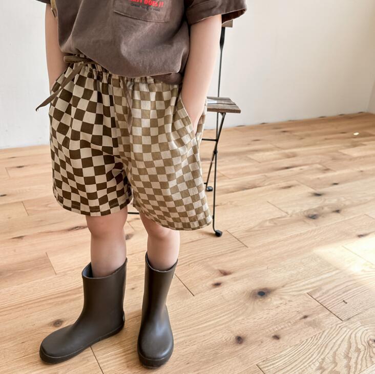 子供服★ショートパンツ★ボトムス★韓国風子供服★キッズ★男女兼用★チェック柄★2色★80-130CM