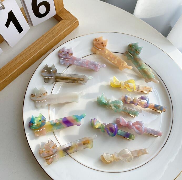 髪飾り★まとめ髪用★ヘアアクセサリー★ヘアピン★ヘアクリップ★猫柄/蝶結び★多色
