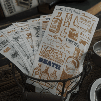 カフェ風文具 シール貼紙 封口貼 アンティーク 手帳素材 植物花葉蝶 人物雑貨瓶 ポスター 幾何学 20枚入