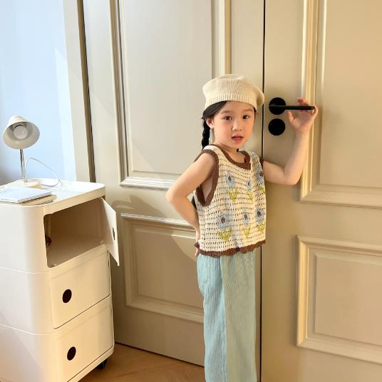 2023夏新品★子供服　トップス　ニットベスト　90-140cm