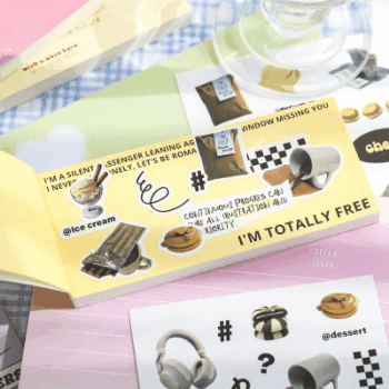 カフェ風 文具 シール貼紙 手帳素材 封口貼 幾何学ラベル イラスト 生活雑貨 食べ物飲み物 写真撮影 2枚入