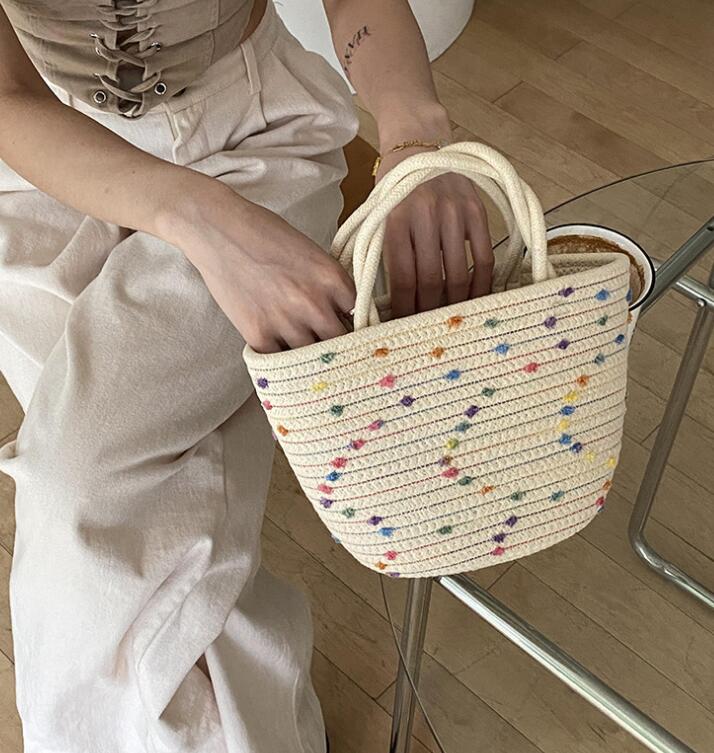 ★ハンドバッグ★棉麻編みバッグ★