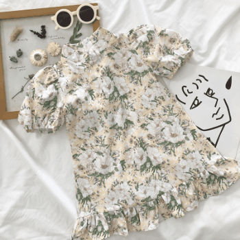 お勧め 春夏新作 子供服 3-8歳キッズ シフトドレス 花柄 ワンピース フリル 中華風 半袖ワンピ 90-140