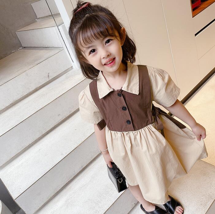 子供服★ワンピース★ドッキング★韓国風子供服★キッズ女の子★2色★90-140CM