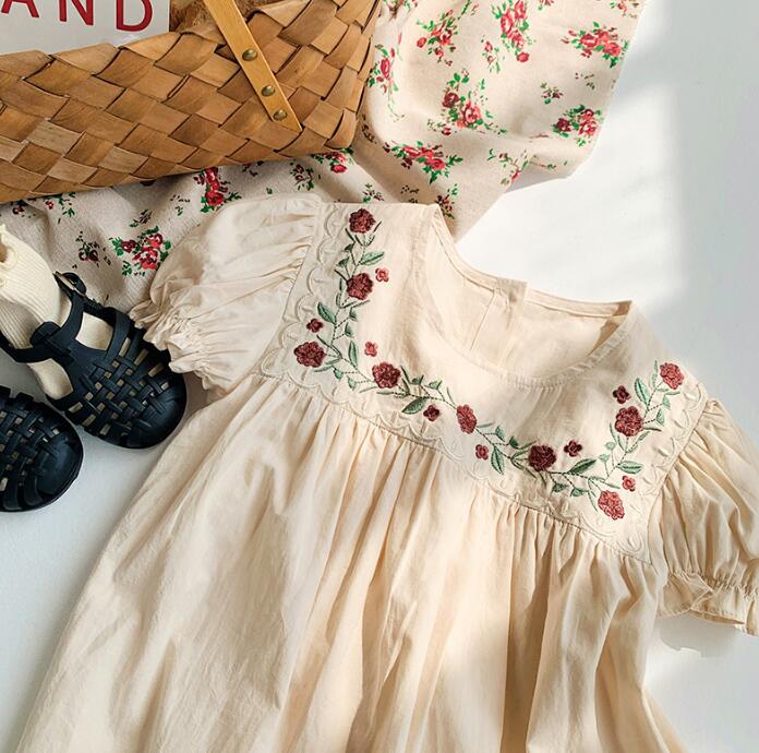 子供服★ワンピース★刺繍★韓国風子供服★キッズ女の子★半袖★90-140CM