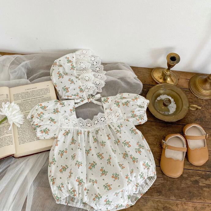 子供服★ロンパース+帽子★連体服★ベビー★韓国風子供服★花柄★66-90CM