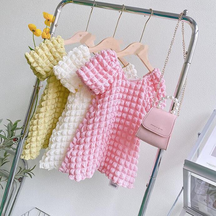 子供服★ワンピース★半袖★韓国風子供服★キッズ女の子★無地★3色★90-140CM