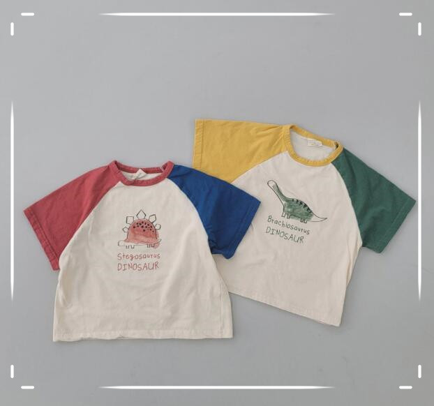 子供服★トップス★Tシャツ★半袖★韓国風子供服★キッズ★男女兼用★ダイナソー★2色★80-130CM