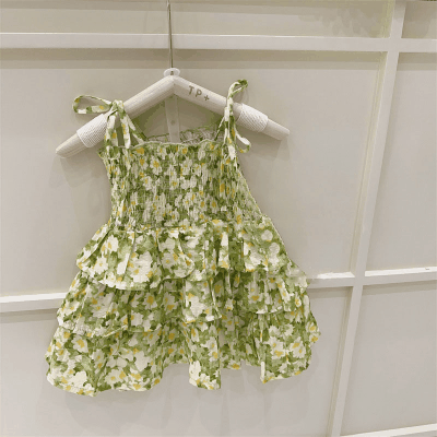 サマー ガールズ スリップドレス ワンピース ボタニカル ティアードスカート ノースリープ ワンピ 90-140