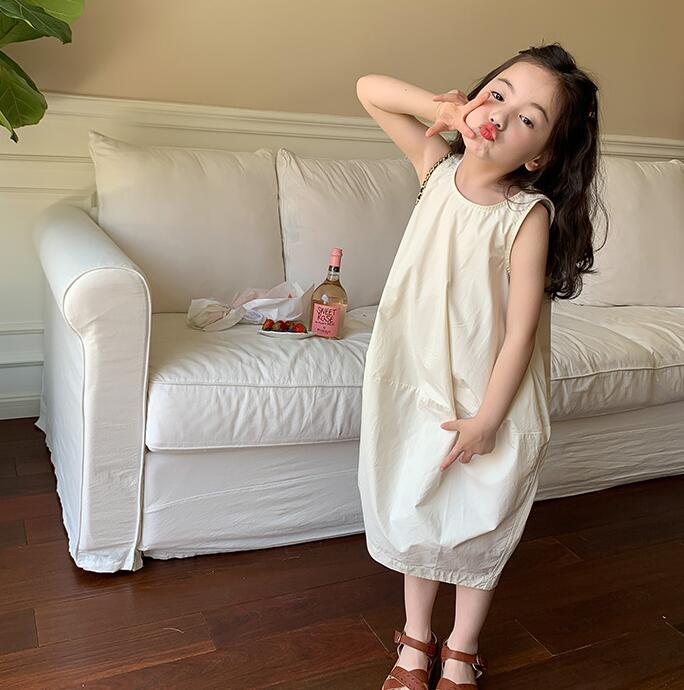 子供服★ワンピース★ノースリーブ★韓国風子供服★キッズ女の子★無地★90-150CM