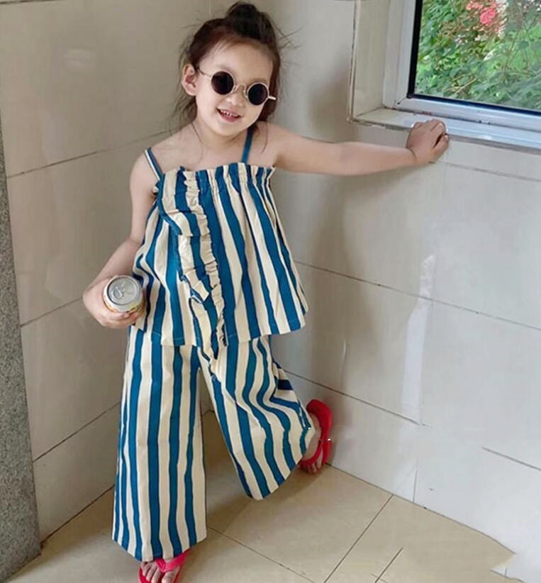 子供服★トップス+ズボン★セットアップ★韓国風子供服★キッズ女の子★ストライプ★90-140CM