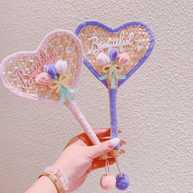 夏日 扇子 編み 手作り うちわ レディース キッズ少女 団扇 浴衣 着物用 暑さ 熱中症対策 フラワー ハート