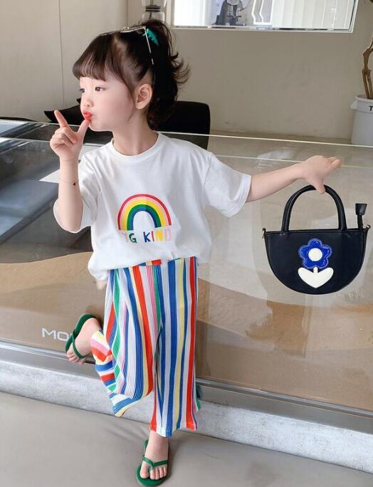 子供服★トップス+ズボン★セットアップ★半袖★韓国風子供服★キッズ女の子★2色★90-140CM