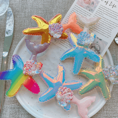 ハワイ 春夏 キッズ用 ガールズ ヘアピン ヘアアクセサリー 海洋 ヒトデ貝殻 マーメイド スパンコール