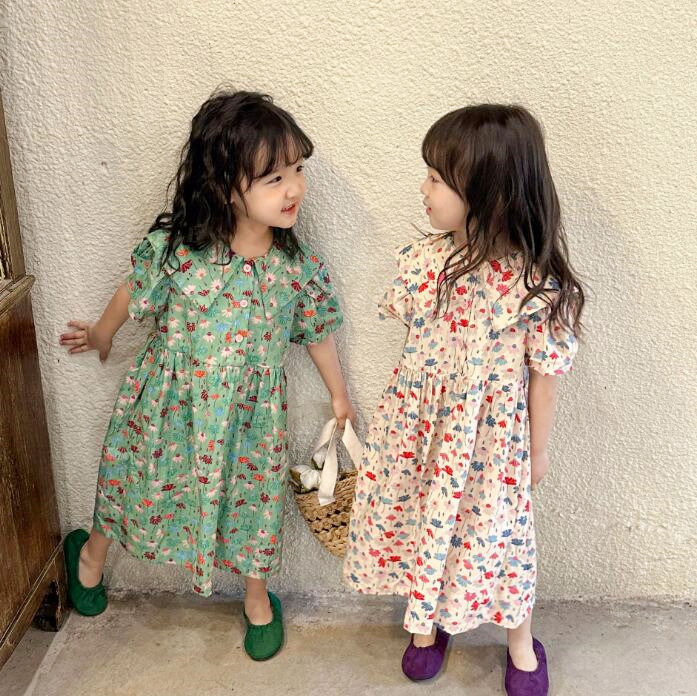 子供服★ワンピース★半袖★花柄★キッズ女の子★韓国風子供服★2色★80-150CM