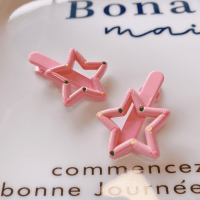 Y2K ヘアオーナメント キッズ マカロンカラー ヘアピン ヘアクリップ ガール スター星 単枚入