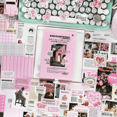 Y2K 秋新作 ペーパー ステッカー 写真撮影 幾何学柄 風景 珈琲グルメ シール120枚+素材紙72枚+封筒8枚