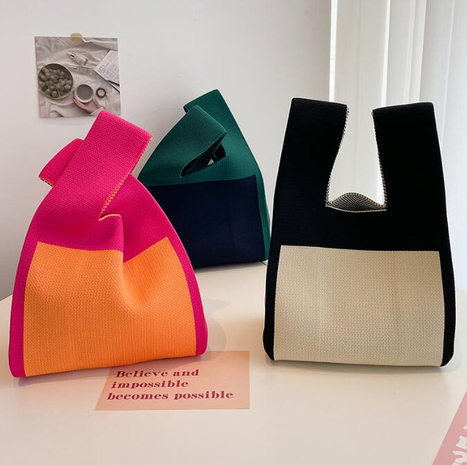 バッグ★レディース★トートバッグ★ハンドバッグ★ニットバッグ★大容量★3色