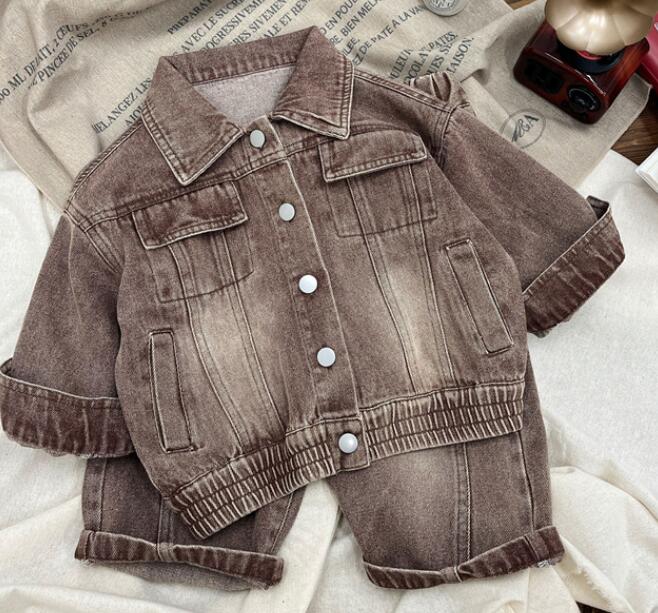 2023秋新作★キッズ服　デニムコート+ズボン　セットアップ★80-130★