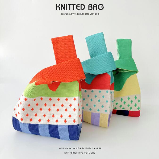 バッグ★レディース★トートバッグ★ハンドバッグ★ニットバッグ★大容量★3色