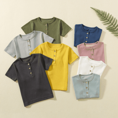 ユニセックス 2023新作 無地 プルオーバー ハーフスリープ インナー Tシャツ トップ 90-130cm