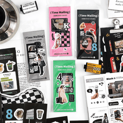 カフェ風 Y2K ステッカー シール 写真撮影 ラベル 生活日常 旅行風景 動物グルメ イラスト 20枚入