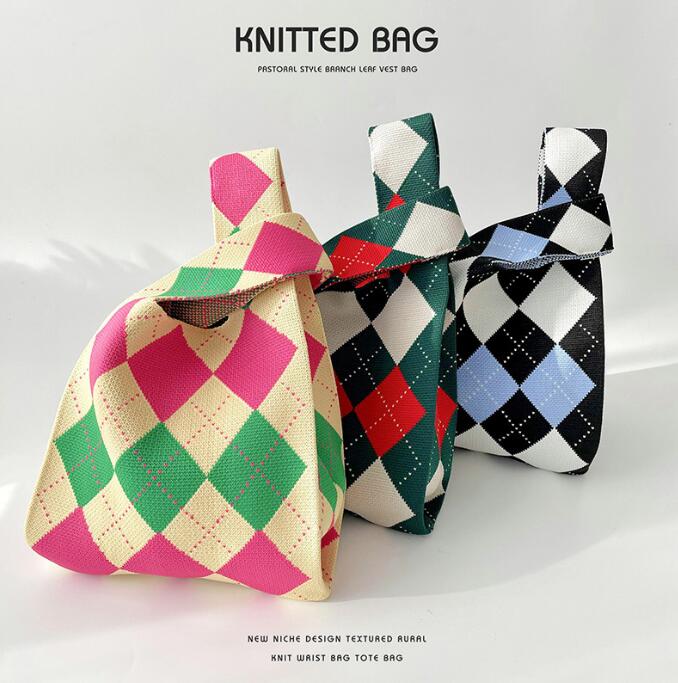 バッグ★レディース★トートバッグ★ハンドバッグ★ニットバッグ★大容量★3色