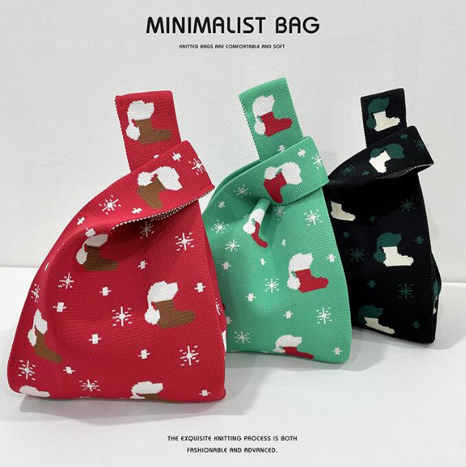 クリスマス★バッグ★レディース★トートバッグ★ハンドバッグ★ニットバッグ★大容量★3色
