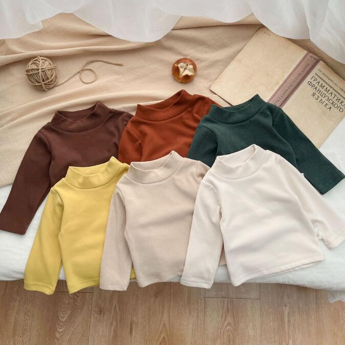 子供服★トップス★長袖シャツ★カシュクール★ベビー★男女兼用★無地★6色★66-100CM