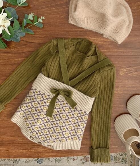 子供服★トップス+サロペット★セットアップ★韓国風子供服★ベビー★ニット★66-100CM