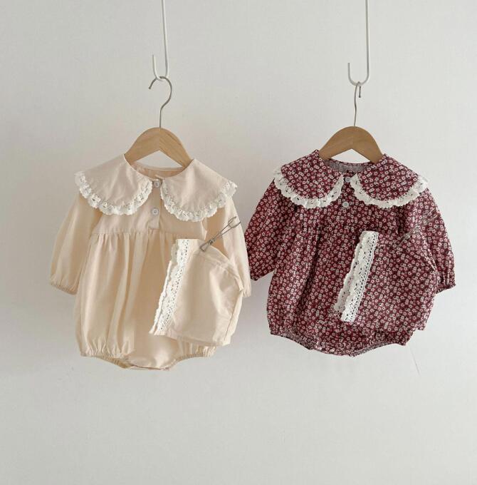 2023★春秋新作★韓国風子供服★ロンパース+帽子★2色66-100CM