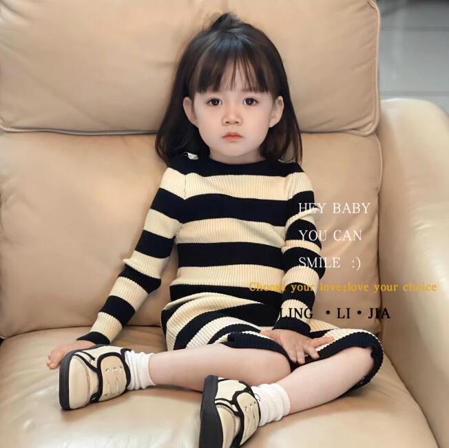 子供服★ストライプ★ワンピース★韓国風子供服★キッズ女の子★80-130CM