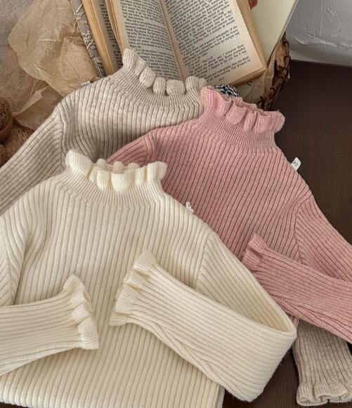 子供服★トップス★ニット★セーター★キッズ女の子★韓国風子供服★無地★3色★90-140CM