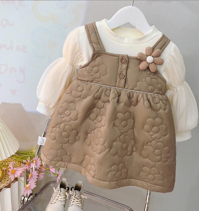 2023★秋冬新作★韓国風子供服★ワンピース★裏起毛★2色80-120CM