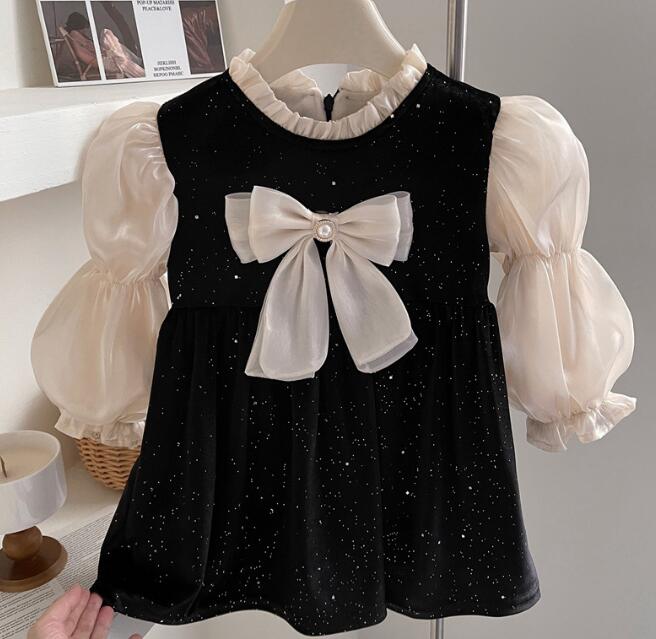 子供服★ワンピース★裏起毛★韓国風子供服★キッズ女の子★蝶結び★90-140CM