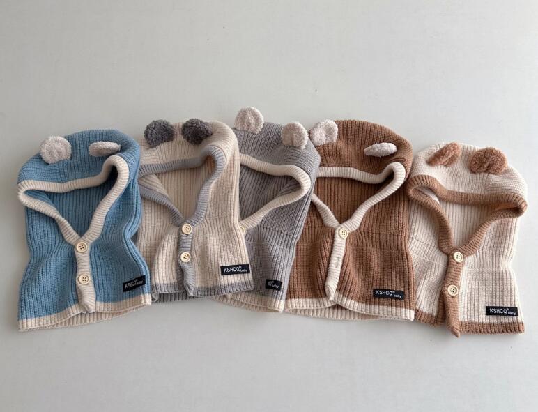 2023秋冬新品★子供用★帽子　ハット&マフラー一体★4色選べ
