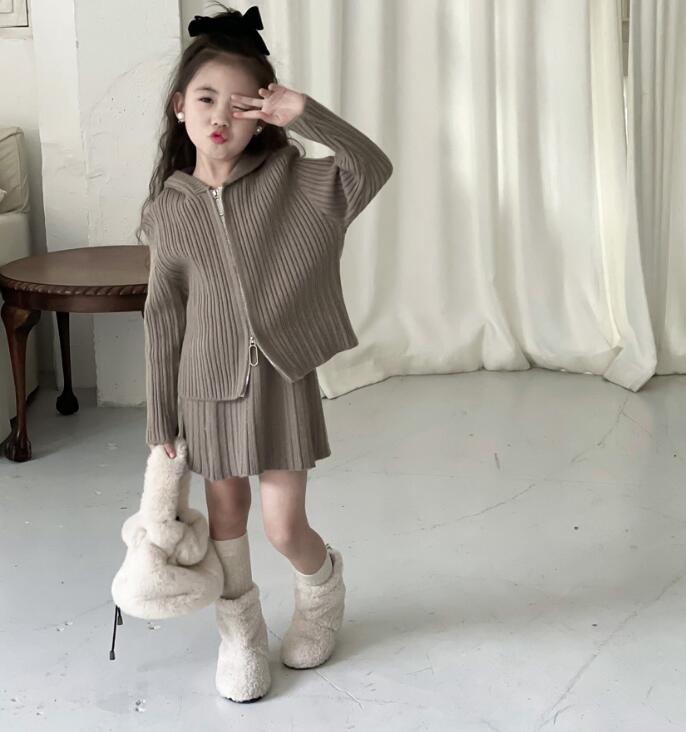 2023春Y★子供服　セーター+スカート　セットアップ★90-140cm★