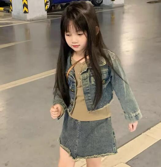 子供服★トップス+スカート★セットアップ★デニム★キッズ女の子★7-15#