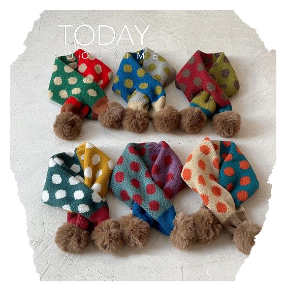 子供用★マフラー★防寒★襟巻き★ネックウォーマー★キッズ★男女兼用★暖かい★ドット★11色