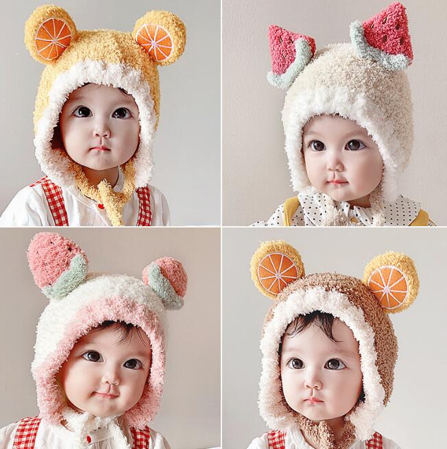 子供用★帽子★ベビー★男女兼用★暖かい★防寒★ニット帽子★耳カバー★可愛い★4色