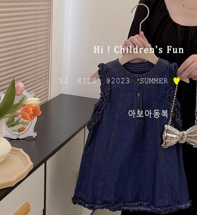2024年新品★子供服 　デニムワンピース★90-140cm★