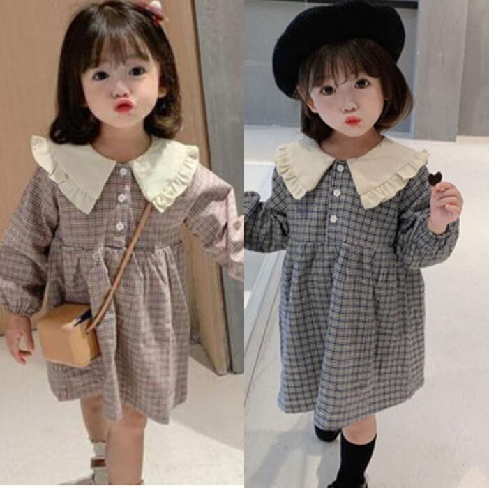 2024★春秋新作★韓国風子供服★ワンピース★チェック★2色7-15