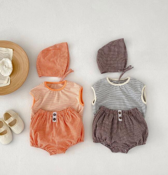 2024★春夏新作★韓国風ベビー服★トップス+ズボン+帽子★2色66-100CM