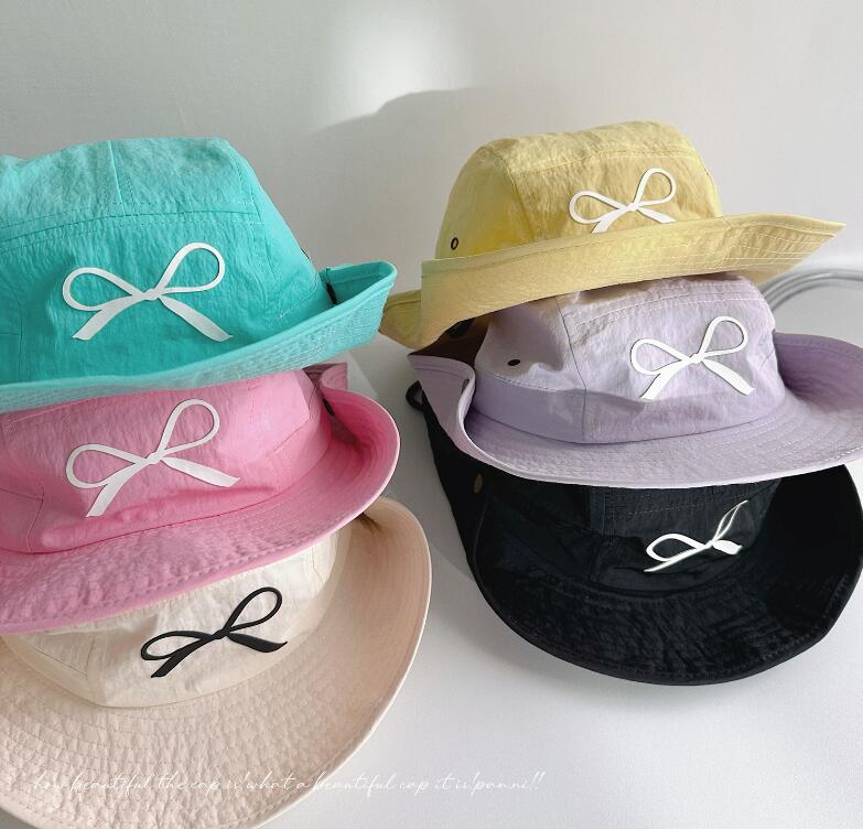 2024年夏新品★子供用★刺繍蝶結び帽子　ハット★6色選べ