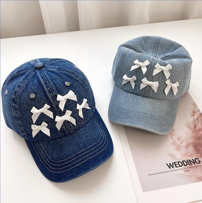 帽子★キャップ★野球帽★デニム★レディース★日焼け防止★蝶結び★2色