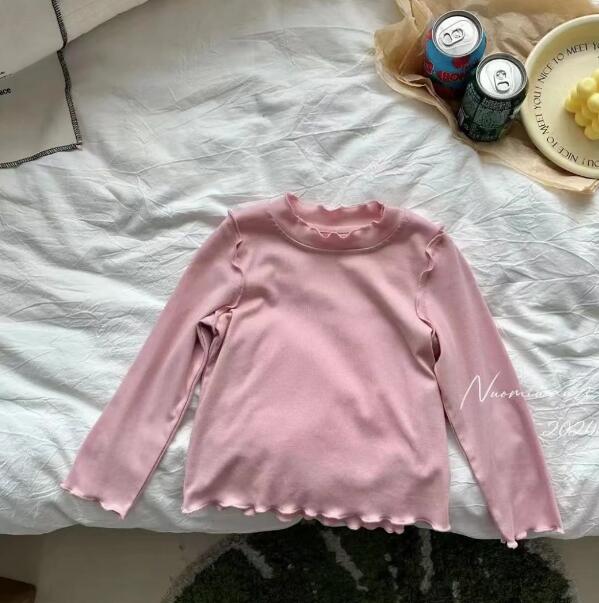 「2024」子供服★トップス★長袖シャツ★キッズ女の子★無地★3色★90-140CM