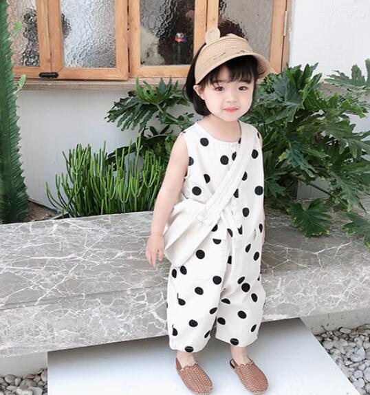 2024★春夏新作★韓国風子供服★水玉★連体服★袖なし★7-15